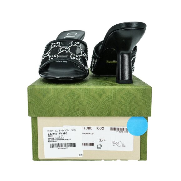 Gucci Crystal GG Mesh Mid Heel Sandals - Picture 5 of 8